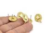 Brass Earring Posts, 4 Raw Brass Round Earring Stud (15mm) N1286