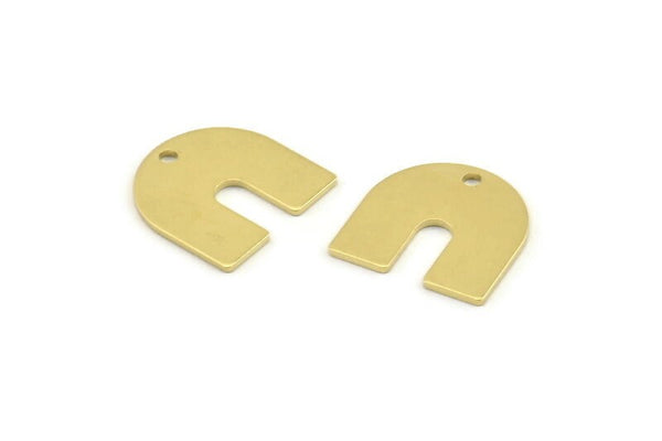 Brass U Shape Charm, 24 Raw Brass U Shaped Charms With 1 Hole, Blank (15x0.80mm) M329