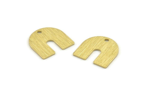 Brass U Shape Charm, 12 Textured Raw Brass U Shaped Charms With 1 Hole, Blank (15x1mm) M03328