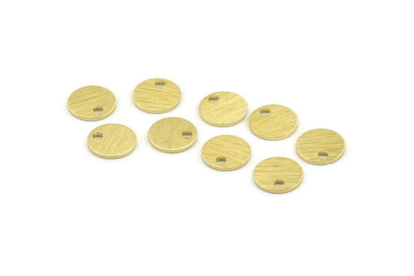 Brass Round Tag, 50 Textured Raw Brass Round Tags With 1 Hole, Stamping Tags (8x0.80mm) M339