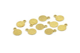 Brass Circle Charm, 50 Textured Raw Brass Round Tags With 1 Loop, Findings (11x8x0.80mm) M342