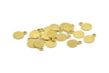 Brass Circle Charm, 50 Textured Raw Brass Round Tags With 1 Loop, Findings (11x8x0.80mm) M342