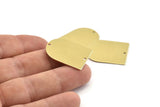 D Shape Charm, 6 Raw Brass D Shaped Charms With 2 Holes, Stamping Blanks, Findings (28x21x0.80mm) M345