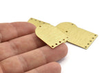 D Shape Charm, 6 Textured Raw Brass D Shaped Charms With 6 Holes, Stamping Blanks, Findings (28x21x0.80mm) M354