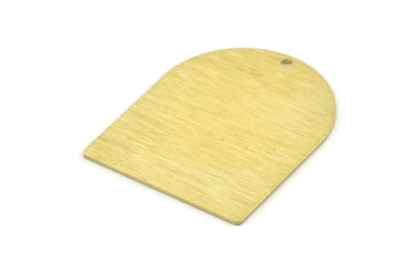 D Shape Charm, 4 Textured Raw Brass D Shaped Charms With 1 Hole, Stamping Blanks, Findings (35x28x0.80mm) M349