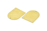 D Shape Charm, 4 Textured Raw Brass D Shaped Charms With 1 Hole, Stamping Blanks, Findings (35x28x0.80mm) M349