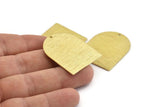 D Shape Charm, 4 Textured Raw Brass D Shaped Charms With 1 Hole, Stamping Blanks, Findings (35x28x0.80mm) M349