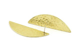 Brass Semi Circle Earring, 2 Hammered Raw Brass Half Moon Stud Earrings (51x16x1mm)  N1024