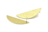 Brass Semi Circle Earring, 2 Hammered Raw Brass Half Moon Stud Earrings (51x16x1mm)  N1024