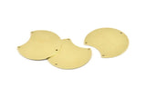 Brass Moon Charm, 4 Raw Brass Moon Stamping Blanks With 3 Holes, Connectors (35x28x0.80mm) M109