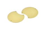 Brass Moon Charm, 4 Raw Brass Moon Stamping Blanks With 3 Holes, Connectors (35x28x0.80mm) M109