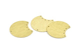 Brass Moon Charm, 4 Textured Raw Brass Moon Stamping Blanks With 6 Holes, Connectors (35x28x0.80mm) M107