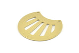 Brass Shell Charm, 4 Raw Brass Shell Pendants With 2 Holes (35x28x0.80mm) M376