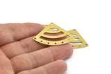 Brass Triangle Charm, 6 Textured Raw Brass Fan Charms With 8 Holes, Stamping Blanks, Findings (40x27x0.80mm) M371