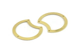 Brass Moon Charm, 10 Raw Brass Moon Charms With 3 Holes, Connectors (35x28x0.80mm) M117
