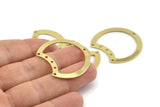 Brass Moon Charm, 10 Raw Brass Moon Charms With 6 Holes, Connectors (35x28x0.80mm) M120