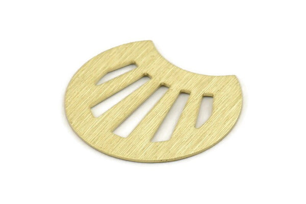 Brass Shell Blank, 4 Textured Raw Brass Shell Stamping Blanks, Findings (35x28x0.80mm) M128