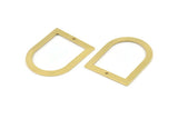 D Shape Rings - 10 Raw Brass D Shape Charms With 1 Hole, Pendants (35x28x0.80mm) M384