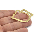 D Shape Rings - 10 Raw Brass D Shape Charms With 1 Hole, Pendants (35x28x0.80mm) M384