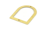 D Shape Rings - 10 Textured Raw Brass D Shape Charms With 2 Holes, Pendants (35x28x0.80mm) M381