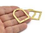 D Shape Rings - 10 Textured Raw Brass D Shape Charms With 4 Holes, Pendants (35x28x0.80mm) M382