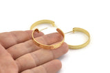 Gold Geometric Earring, 2 Hammered Gold Plated Brass Circle Stud Earrings (34x5x1mm) N1251 H0958