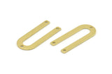 Brass U Shaped Charm, 12 Raw Brass U Shaped Charms With 3 Holes, Connectors, Blanks (30x13x0.80mm) M166