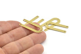 Brass U Shaped Charm, 12 Raw Brass U Shaped Charms With 3 Holes, Connectors, Blanks (30x13x0.80mm) M166