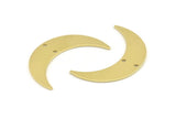 Brass Moon Charm, 10 Raw Brass Crescent Moon Charms With 2 Holes, Connectors (35x9x0.80mm) M171