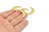 Brass Moon Charm, 10 Raw Brass Crescent Moon Charms With 2 Holes, Connectors (35x9x0.80mm) M171
