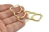 D Shape Earring, 2 Raw Brass D Shape Stud Earrings (46x25x2mm) N0964 A1523