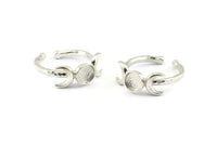 Silver Ring Settings,  925 Silver Moon And Planet Ring With 1 Stone Setting - Pad Size 6mm N1160