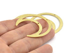 Brass Moon Charm, 6 Textured Raw Brass Crescent Moon Charms With 2 Holes, Pendants (42x16x0.80mm) M178
