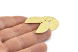 Brass Circle Charm, 8 Textured Raw Brass Pizza Slice Charms With 2 Holes, Blanks, Connectors (30x26x0.80mm) M186