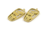 Brass Charm, 2 Raw Brass - Pendant -  Brass Pendants With 1 Loop, Findings (36x18x3mm) N1313