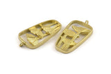 Brass Charm, 2 Raw Brass - Pendant -  Brass Pendants With 1 Loop, Findings (36x18x3mm) N1313