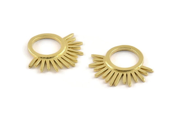 Brass Charm, Raw Brass - Sunshine Charm -  Brass Sun Charm - Findings (25x23x1.5mm) N1314