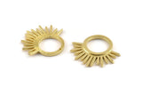 Brass Charm, 4 Raw Brass - Sunshine Charm -  Brass Sun Charm - Findings (25x23x1.5mm) N1314
