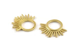 Brass Charm, Raw Brass - Sunshine Charm -  Brass Sun Charm - Findings (25x23x1.5mm) N1314