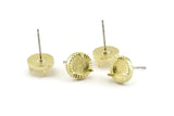 Brass Claw Earring, 4 Raw Brass 3 Claw Stud Earrings - Stone Setting - Pad Size 6mm N1319