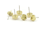 Brass Claw Earring, 4 Raw Brass 3 Claw Stud Earrings - Stone Setting - Pad Size 6mm N1319