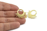 Brass Sun Earring, 4 Raw Brass Sunshine Stud Earrings (25x23x1.5mm) N1331