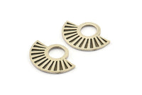 Semi Circle Charm, 4 Antique Silver Plated Brass Semi Circle Pendants, Findings, Earrings (22x16mm) N1093