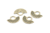 Semi Circle Charm, 4 Antique Silver Plated Brass Semi Circle Pendants, Findings, Earrings (22x16mm) N1093
