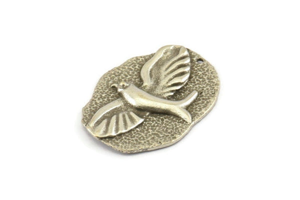 Silver Bird Charm, Antique Silver Plated Brass Bird Charms With 1 Hole, Pendants (30x22mm) N1096
