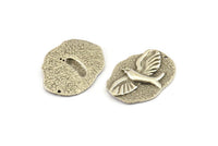 Silver Bird Charm, Antique Silver Plated Brass Bird Charms With 1 Hole, Pendants (30x22mm) N1096