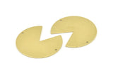 Brass Circle Charm, 4 Raw Brass Pizza Slice Pendants With 2 Holes, Findings (37x34x0.80mm) M213