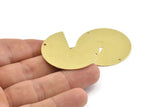 Brass Circle Charm, 4 Raw Brass Pizza Slice Pendants With 2 Holes, Findings (37x34x0.80mm) M213