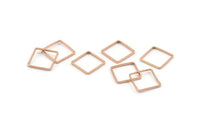 Rose Gold Square Charm, 25 Rose Gold Brass Square Connectors (10x0.80mm) Bs-1116