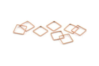 Rose Gold Square Charm, 25 Rose Gold Brass Square Connectors (10x0.80mm) Bs-1116
